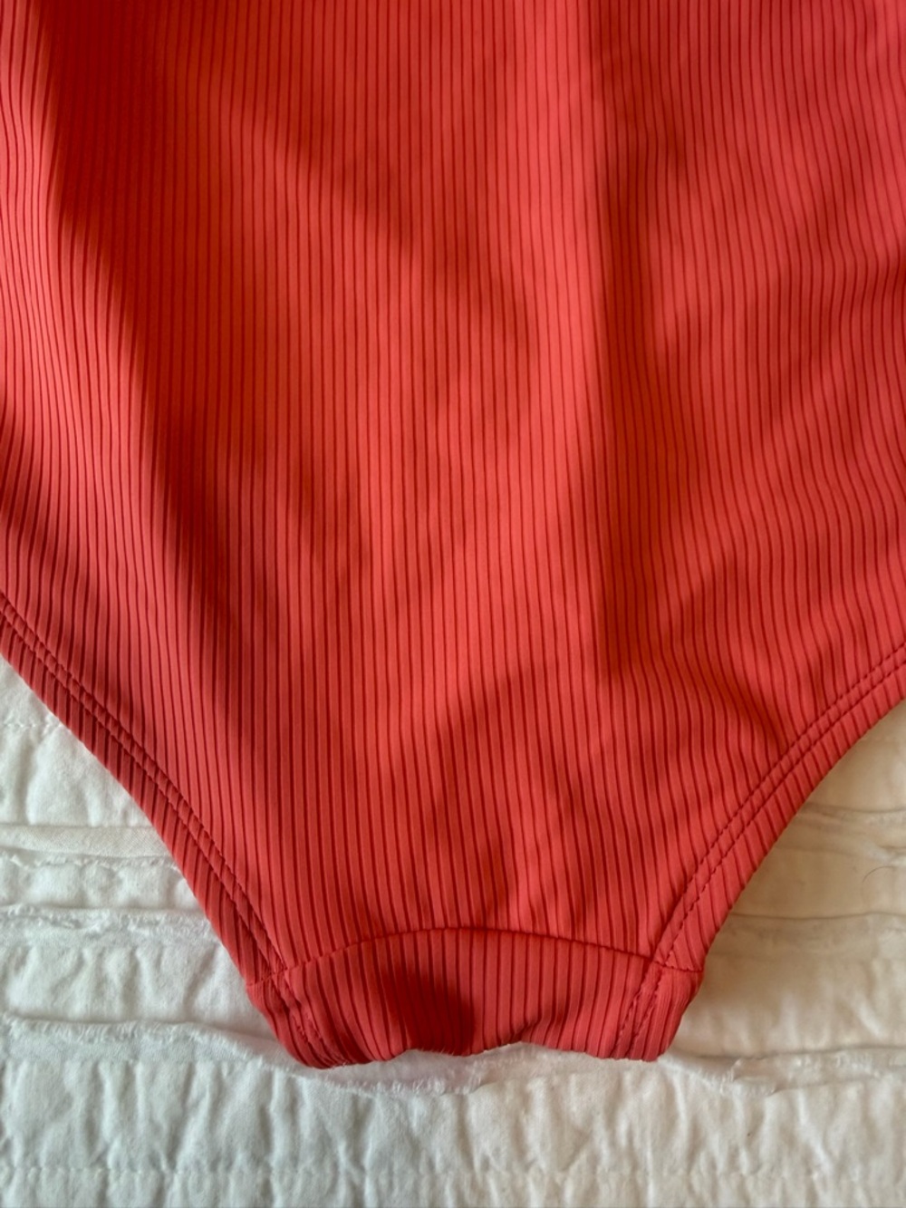 Catalina Ribbed Scoop One-Piece Swimsuit in Coral - Picture 8 of 12